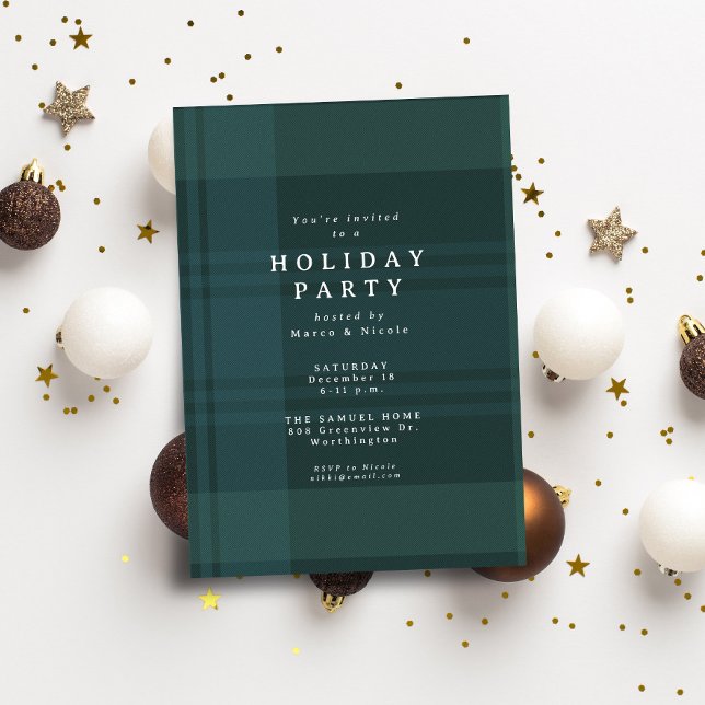 Vanlig julklapp, enkel julfest i grönt inbjudningar (Skapare uppladdad)