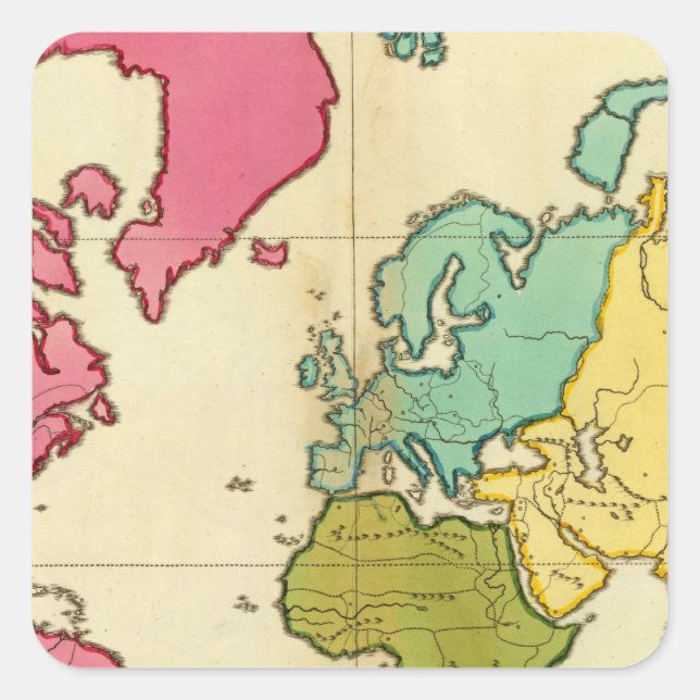 Vanlig kartavärld fyrkantigt klistermärke (Framsida)