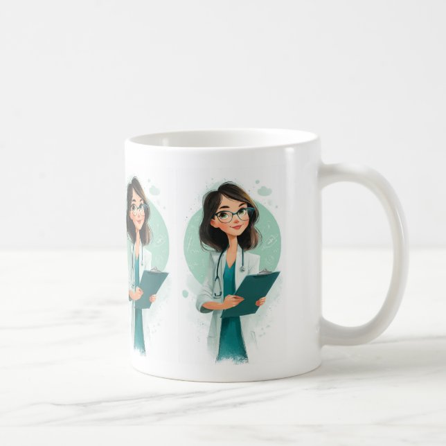 Vänlig Kvinlig Läkare Mugg Design (Höger)