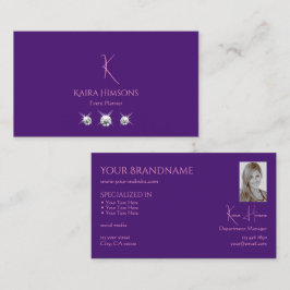 Vanlig Lila av Royal med Monogram Photo och Jewels Visitkort