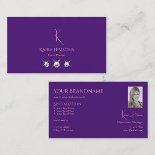 Vanlig Lila av Royal med Monogram Photo och Jewels Visitkort