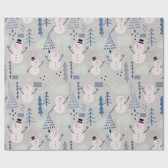 Vänlig liten snöman presentpapper (Platt)
