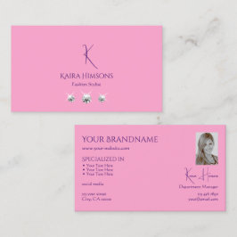 Vanlig Ljus rosa med Monogram Photo och Jewels Visitkort