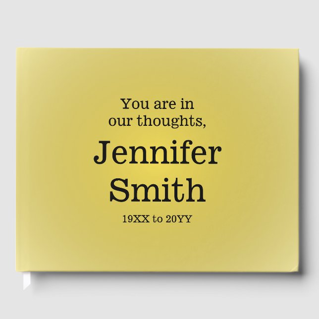 Vanlig, minimal begravnings-/minnesvägbok gästböcker (Framsida)