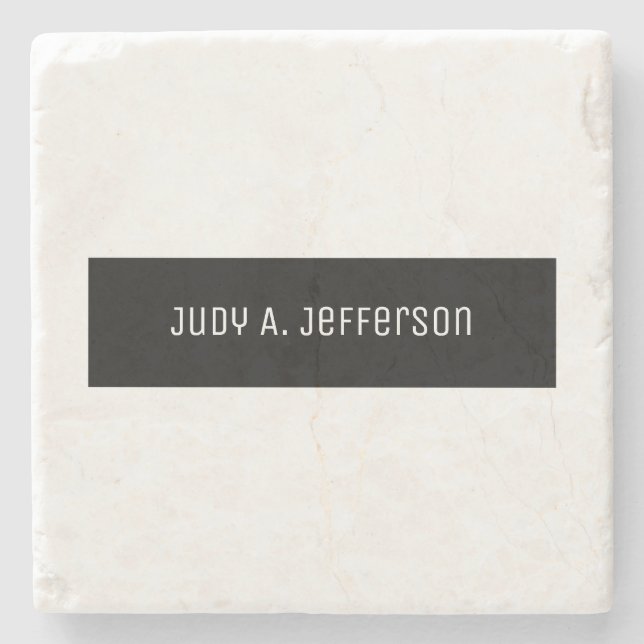 Vanlig, minimalistisk, svart och vit Elegant Stenunderlägg (Framsidan)