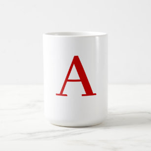 Vanlig Modern Vit Röd Monogram Initial Bokstav Kaffemugg