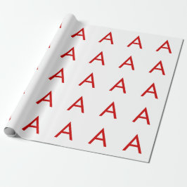 Vanlig Modern Vit Röd Monogram Initial Bokstav Presentpapper