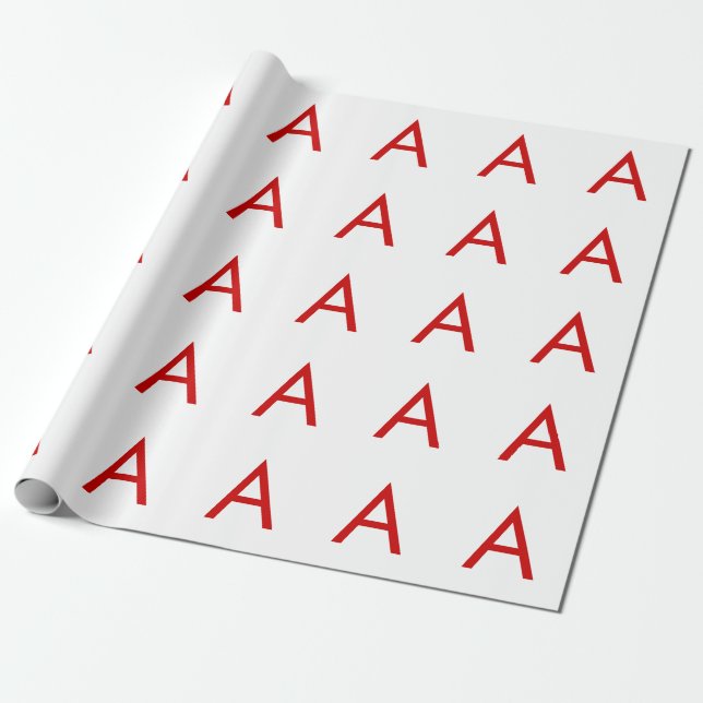 Vanlig Modern Vit Röd Monogram Initial Bokstav Presentpapper (Utrullad)