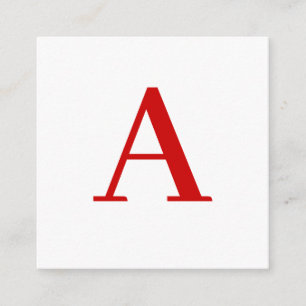 Vanlig Modern Vit Röd Monogram Initial Bokstav Tilläggskort