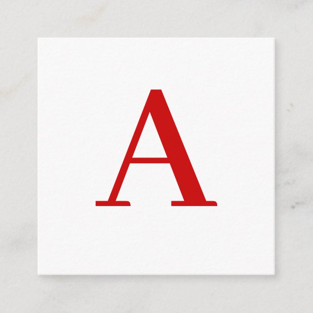 Vanlig Modern Vit Röd Monogram Initial Bokstav Tilläggskort (Framsida)