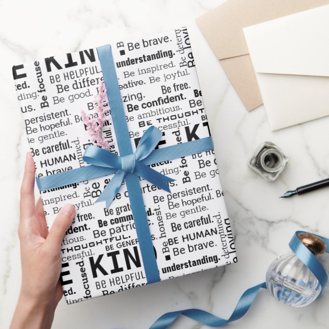 Vänlig Ordmoln På Vitt Presentpapper (Gifting)