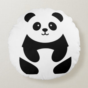 vänlig panda rund kudde