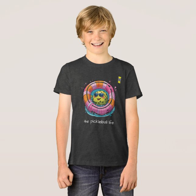 Vänlig Pickleball-logotyp & rolig sommar-karaktär T Shirt (Framsida Full)