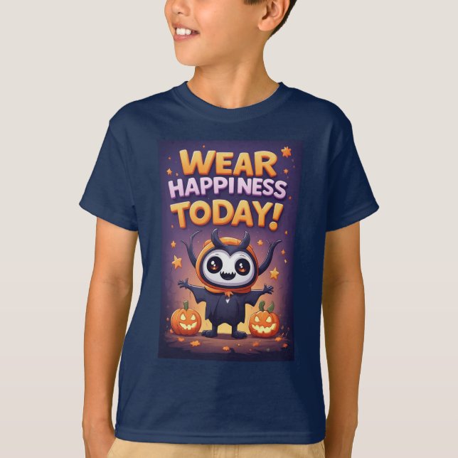 Vänlig Pumpa Karaktär För Halloween T Shirt (Framsida)