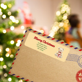 Vänlig returadressetikett för julets Nalle Returadress Etikett