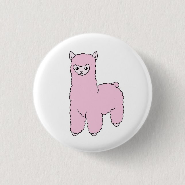 Vanlig rosa Alpaca knäppas Knapp (Framsida)