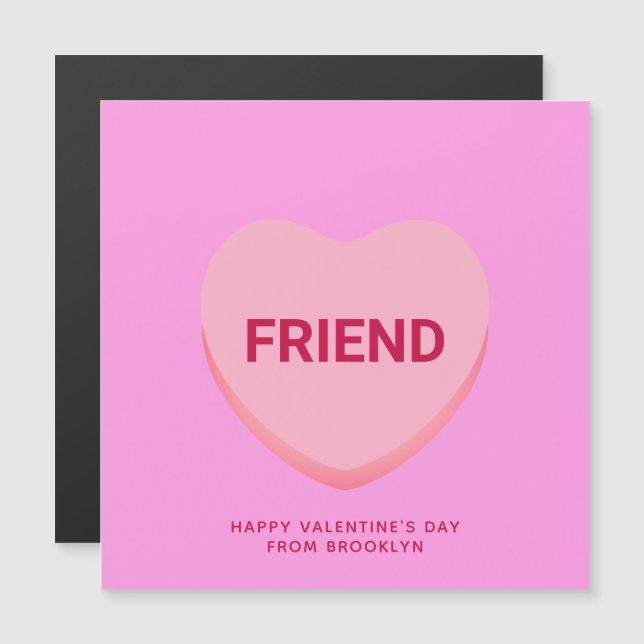 Vänlig rosa konversationshjärta Alla hjärtans dag- (Fram/baksida)