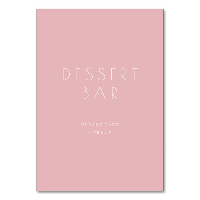 Vänlig Rosa Minimalistisk Efterrätsskylt Bordsnummer (Framsidan)