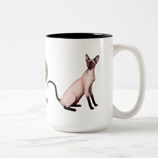 Vänlig Siamese kattanpassademugg Två-Tonad Mugg (Höger)