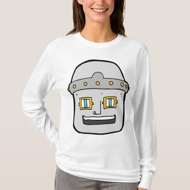 Vänlig silverrobot-huvud t shirt (Framsida)