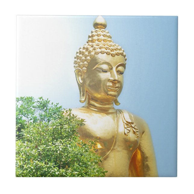 vänlig sittande buddha kakelplatta (Framsidan)