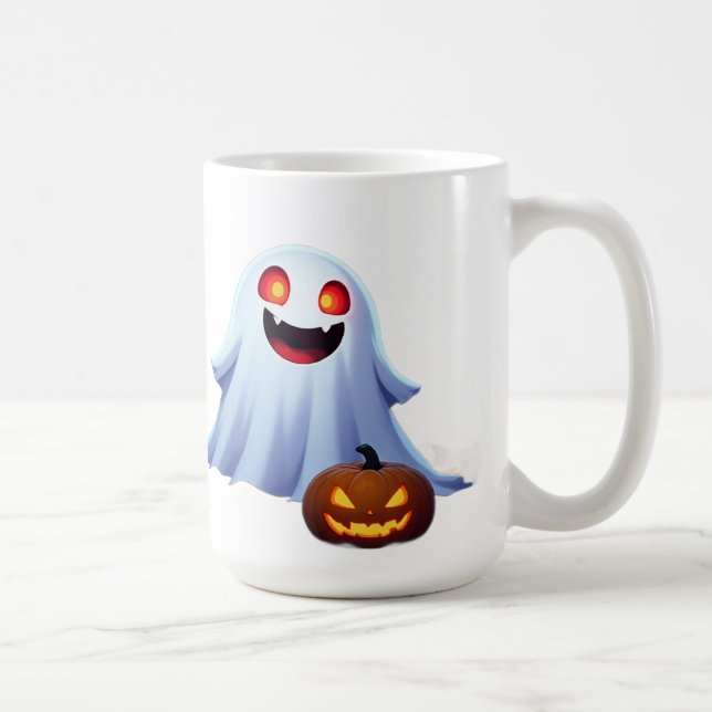 Vänlig spökande figur bland Jack O Lanterns Hallow Kaffemugg (Höger)
