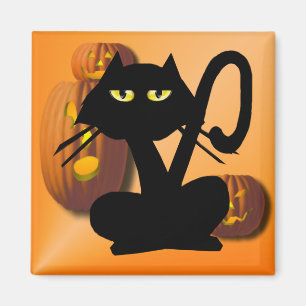 Vanlig svart kattungeHalloween magnet