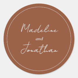 Vanlig Terracotta Handskriftlig skripttypografi Runt Klistermärke