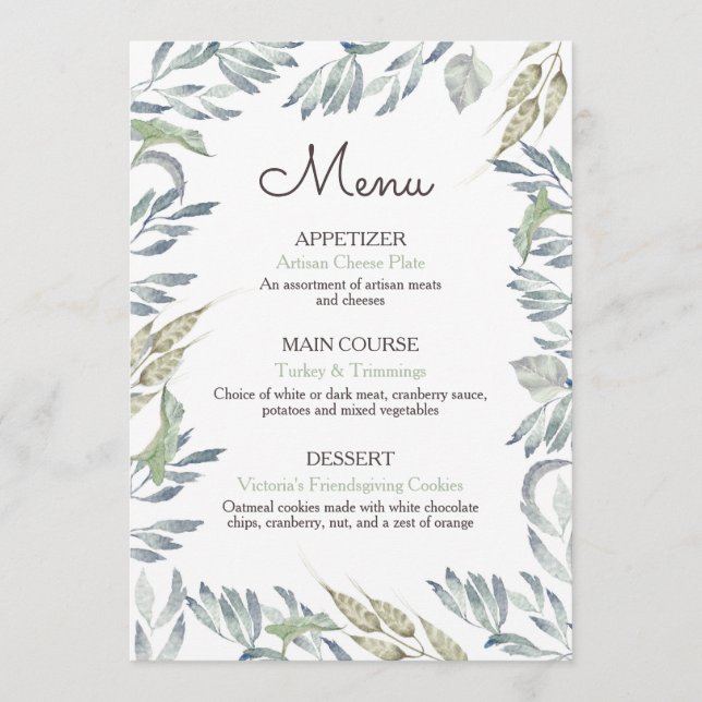 Vänlig Thanksgiving-restaurangmeny för högtiden Meny (Framsida)