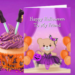 Vänlig trevlig Halloween Teddybjörn Ballerina Kort