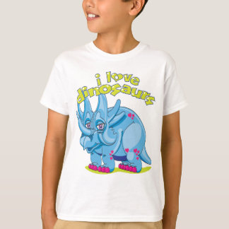 Vänlig Triceratops för ljusa blått med rosa Tee Shirt