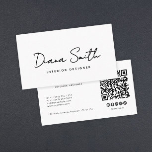 Vanlig, vit allmän, modern, minimal QR-kod Visitkort