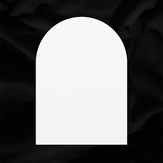 Vanlig vit bågformad tom vigselring inbjudningar (Plain white arch style wedding invitation, on black background)