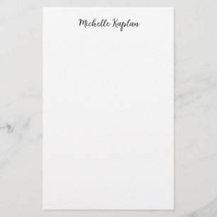 Vanlig vit enkel, modern Namn-redigeringskalligraf Brevpapper