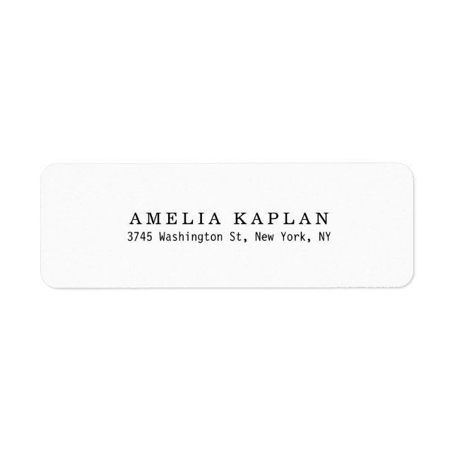 Vanlig, vit, minimalistisk Professionell Returadress Etikett (Framsidan)