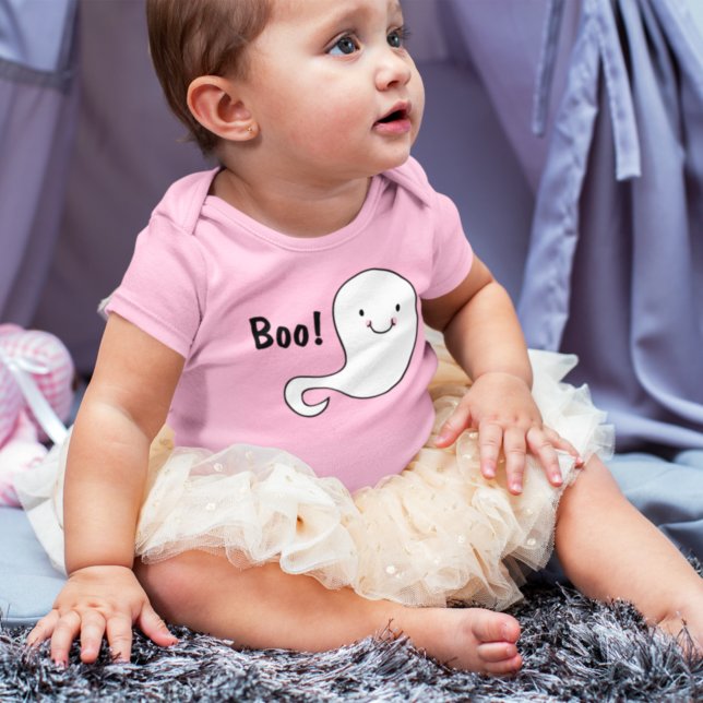 Vänlig Vit Spöke Boo Rosa Baby Halloween T Shirt (Skapare uppladdad)