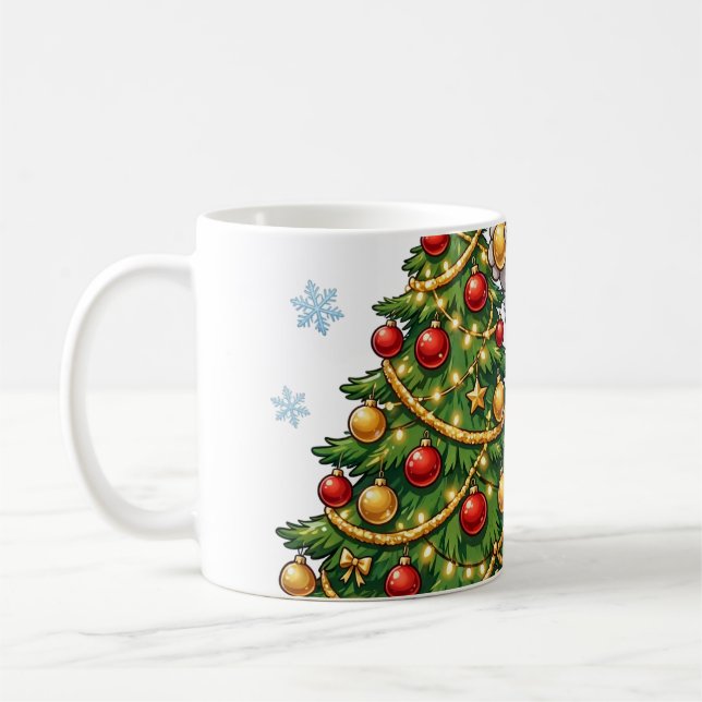 Vänlig Yeti dekorerar julgran Kaffemugg (Vänster)