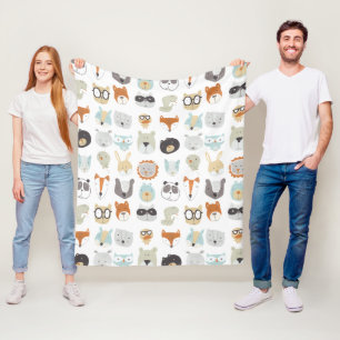 Vänliga Ansikte  Cute Animal Porträtt Fleecefilt