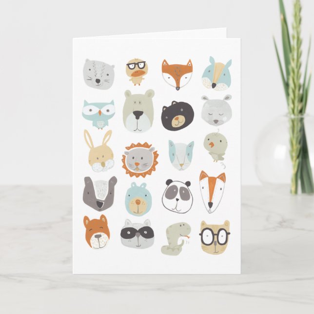 Vänliga Ansikte| Cute Animal Porträtt Kort (Framsida)