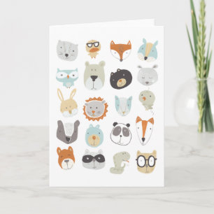 Vänliga Ansikte Cute Animal Porträtt Kort
