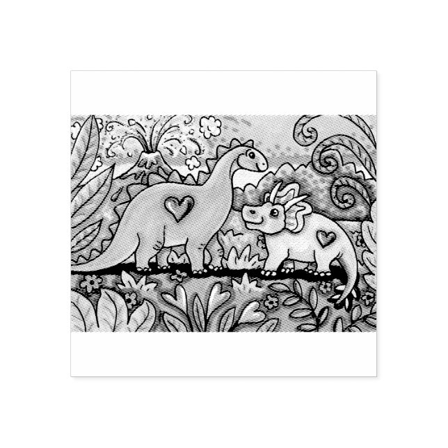VÄNLIGA DINOSAURIER GUMMISTÄMPEL STÄMPEL (Tryck)
