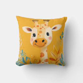 Vänliga Giraffdjur Barn Illustration Safari Tema Kudde