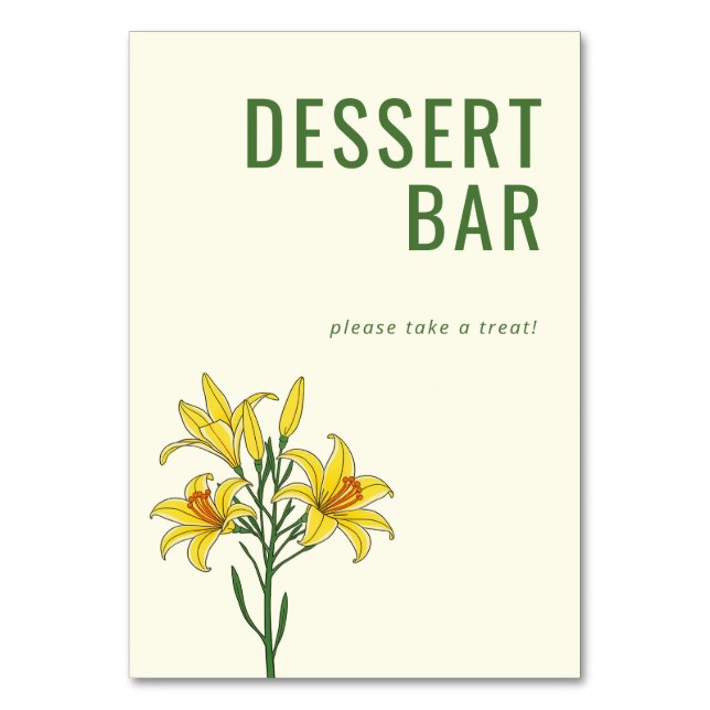 Vänliga Gröna Blommiga Liljor Bordsnummer (Framsidan)