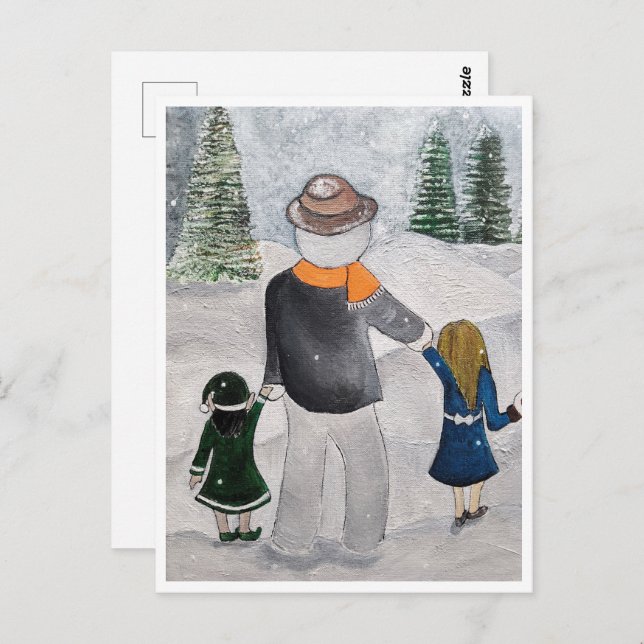 Vänliga julfigurer Målning av Alfred Fox Samlarobj Vykort (Fram/baksida)