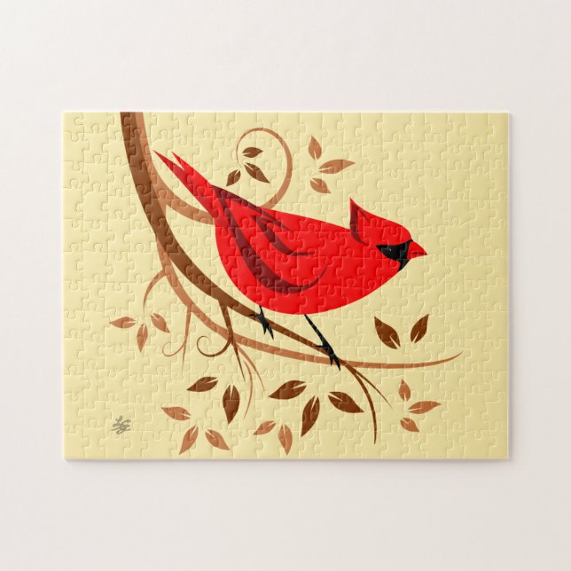 Vanliga kardinalfåglar pussel (Horisontell)