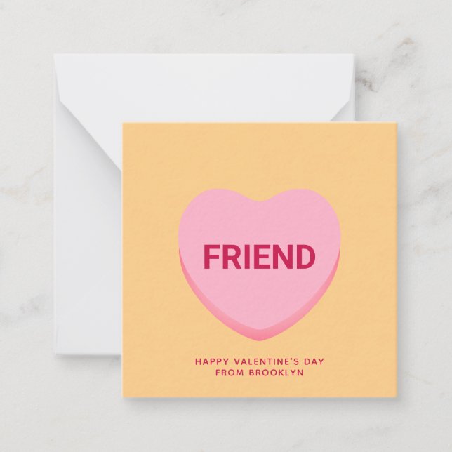 Vänliga orangens konversationshjärta Alla hjärtans Anteckningskort (Framsida)