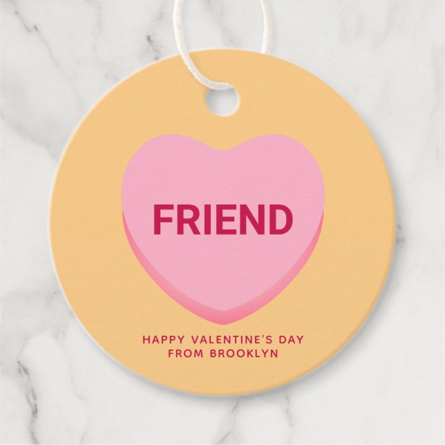 Vänliga orangens rosa-samtal hjärtans Alla hjärtan Gåvor Etiketter (Framsida)