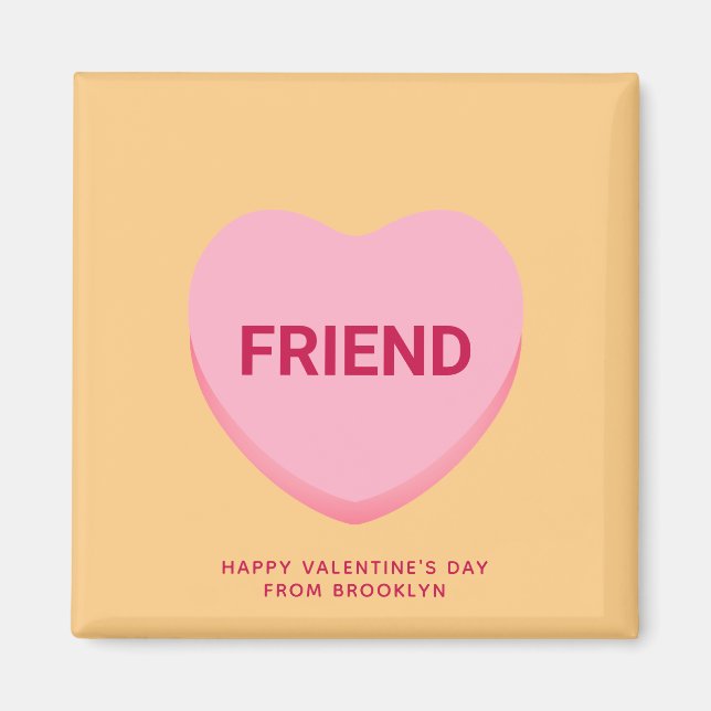 Vänliga orangens rosa-samtal hjärtans Alla hjärtan Magnet (Framsidan)