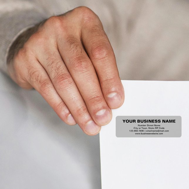 Vanliga texter - varumärke på Grått Returadress Etikett (Gray return address label with your business brand in plain text)
