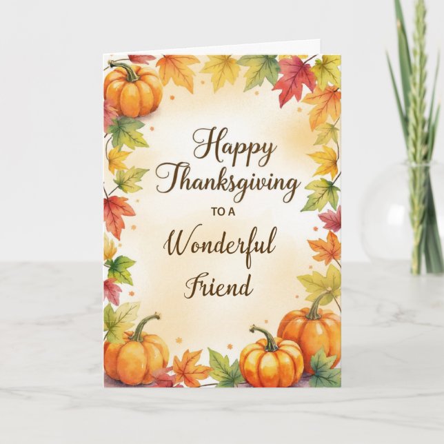 Vänliga Thanksgiving Känsliga Höstpumpor Kort (Framsida)